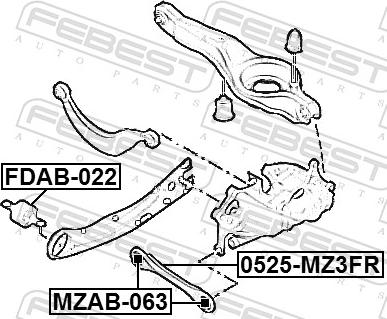 Febest FDAB-022 - TULEJA WAHACZA -T-VOLVO V40 II 12- -LP-