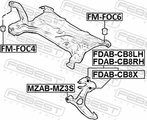 Febest FM-FOC6 - TULEJA BELKI -T-C-MAX 2.0 10--KOLYSKA-