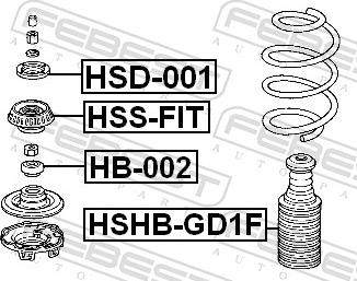 Febest HB-002 - LOZYSKO AMORT.-P-CITROEN C1 1.4HDI 05-