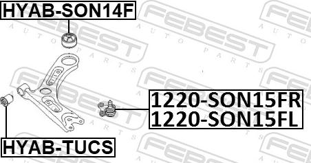 Febest HYAB-SON14F - TULEJA WAHACZA-P-I30 2.0 16--DOL-