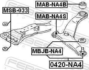 Febest MAB-NA4B - TULEJA WAHACZA -P-GRANDIS 04-      -TYL-