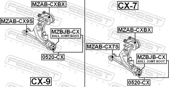 Febest MZAB-CXBX - TULEJA WAHACZA -P-MAZDA CX-9 07- -PRZOD-