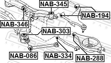 Febest NAB-345 - TULEJA HYDRAULICZNA BELKI TYLNEJ NISSAN