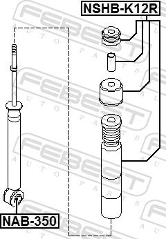 Febest NAB-350 - TULEJA AMORT. -T- NISSAN