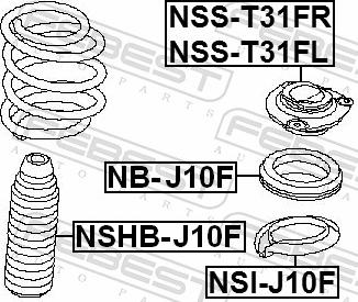 Febest NSI-J10F - LOZYSKO AMORT.-P-QASHQAI 1.5 10-13