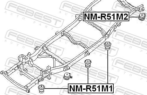 Febest NM-R51M2 - PODUSZKA RAMY NISSAN