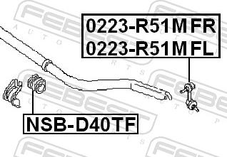 Febest NSB-D40TF - TULEJA STABIL. -P- NISSAN