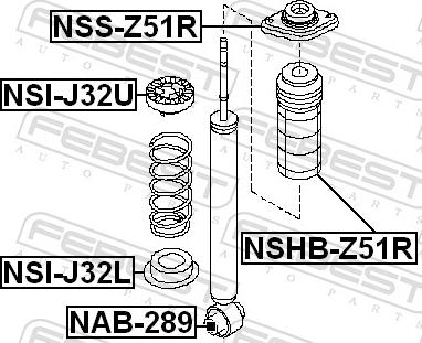 Febest NSHB-Z51R - OSŁ. -T- AMORTYZATORA NISSAN
