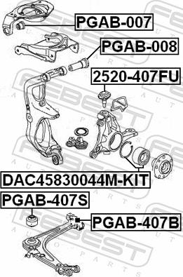 Febest PGAB-407B - TULEJA WAHACZA -P-P407 04- -LP-