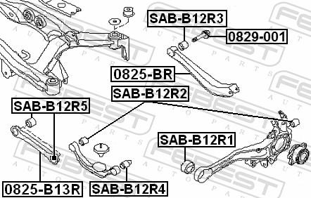 Febest SAB-B12R1 - TULEJA ZWROTNICY -T- SUBARU