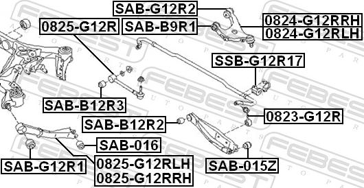 Febest SSB-G12R17 - TULEJA -T- STABIL. SUBARU
