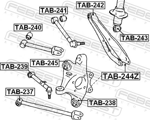 Febest TAB-238 - TULEJA ZWROTNICY TYLNEJ OSI TOYOTA