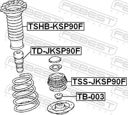 Febest TSS-JKSP90F - LOZYSKO AMORT.-P-YARIS 05- -LP- GORNE