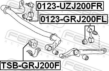 Febest TSB-GRJ200F - GUMA STABIL.-P-LAND CRUISER 07- -42MM-