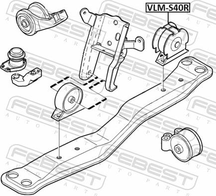 Febest VLM-S40R - PODUSZKA SILN.VOLVO S40 95-03      -TYL-