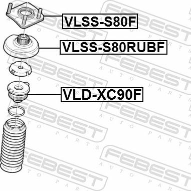 Febest VLSS-S80F - LOZYSKO AMORT.-P-VOLVO S60 -GORA-