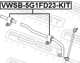 Febest VWSB-5G1FD23-KIT - KOMPLET TULEI STABILIZATORA -P- AUDI VW