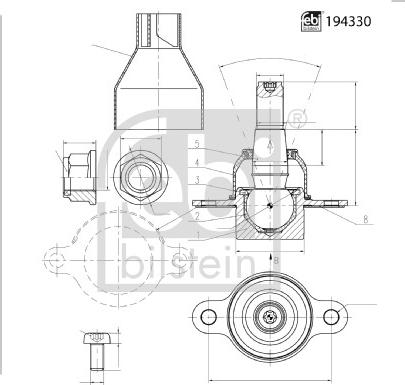 FEBI Bilstein 194330 — Przegub mocujący / prowadzący