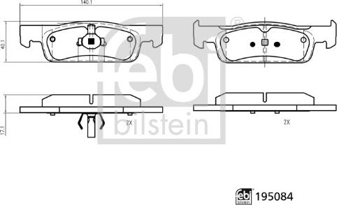 FEBI Bilstein 195084 — Zestaw klocków hamulcowych, hamulce tarczowe