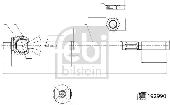 FEBI Bilstein 192990 — Połączenie osiowe, drążek kierowniczy poprzeczny