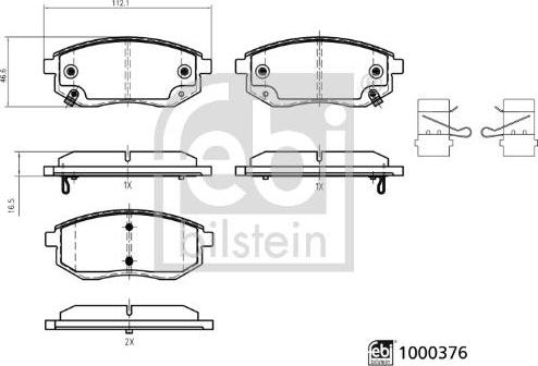 FEBI Bilstein 1000376 — Zestaw klocków hamulcowych, hamulce tarczowe
