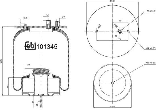 FEBI Bilstein 101345 - Miech zawieszenia pneumatycznego