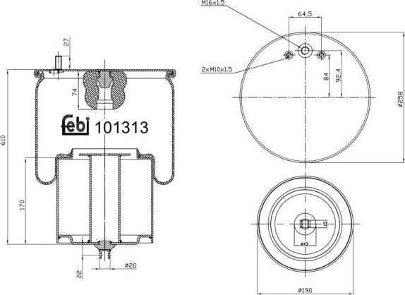 FEBI Bilstein 101313 - Miech zawieszenia pneumatycznego