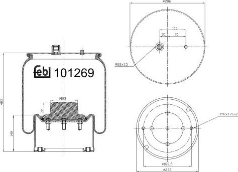 FEBI Bilstein 101269 - Miech zawieszenia pneumatycznego