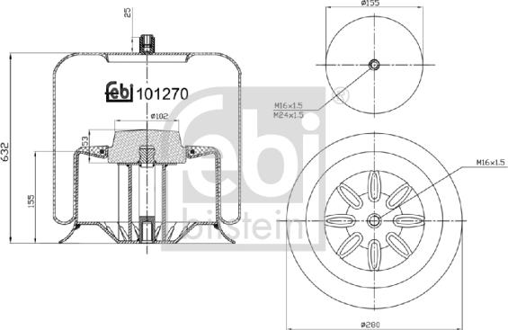 FEBI Bilstein 101270 - Miech zawieszenia pneumatycznego