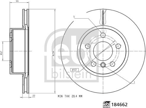 FEBI Bilstein 184662 — Tarcza hamulcowa