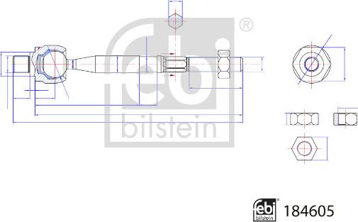 FEBI Bilstein 184605 — Połączenie osiowe, drążek kierowniczy poprzeczny