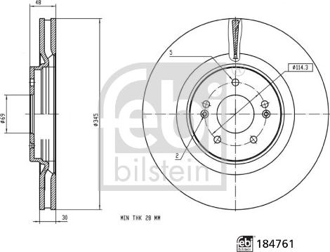 FEBI Bilstein 184761 — Tarcza hamulcowa
