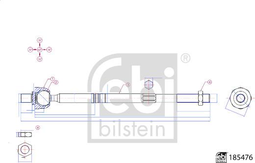 FEBI Bilstein 185476 — Połączenie osiowe, drążek kierowniczy poprzeczny