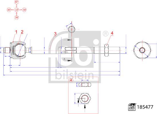 FEBI Bilstein 185477 - DRĄŻEK KIER. RENAULT CLIO V 19- LE-PR