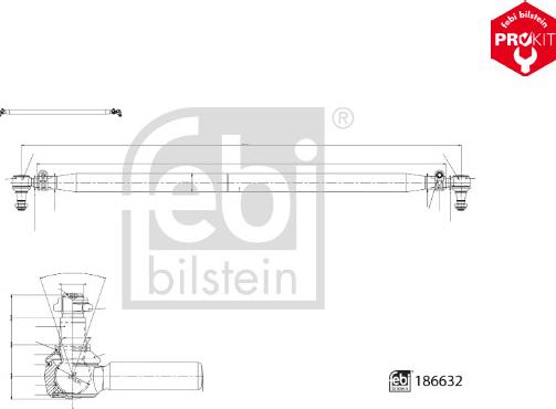 FEBI Bilstein 186632 — Drążek kierowniczy poprzeczny
