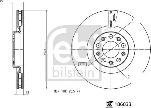 FEBI Bilstein 186033 — Tarcza hamulcowa