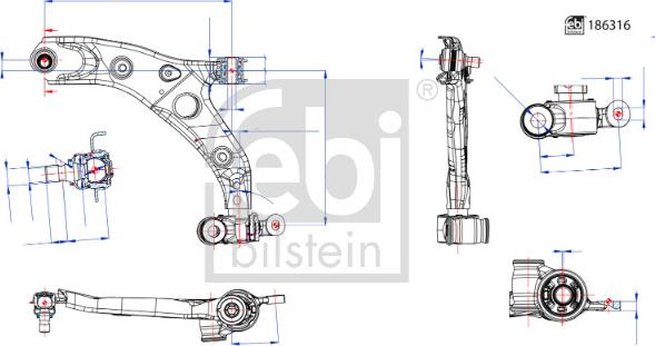 FEBI Bilstein 186316 — Wahacz, zawieszenie koła