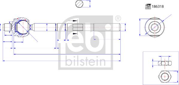 FEBI Bilstein 186318 — Połączenie osiowe, drążek kierowniczy poprzeczny
