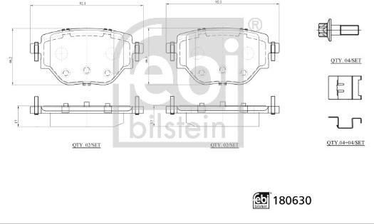 FEBI Bilstein 180630 — Zestaw klocków hamulcowych, hamulce tarczowe