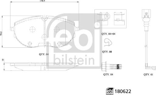 FEBI Bilstein 180622 — Zestaw klocków hamulcowych, hamulce tarczowe