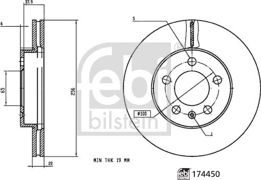 FEBI Bilstein 174450 - Tarcza hamulcowa