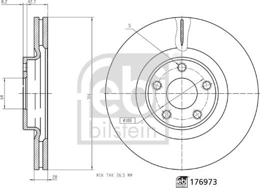 FEBI Bilstein 176973 - Tarcza hamulcowa