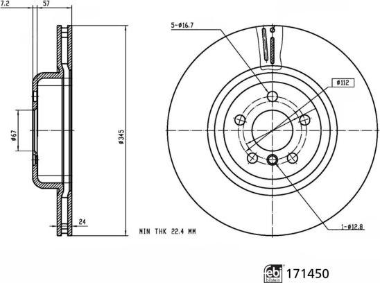 FEBI Bilstein 171450 — Tarcza hamulcowa