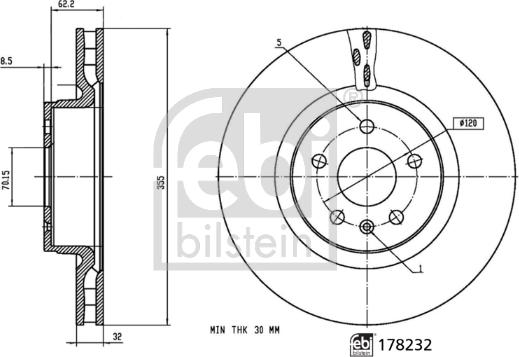 FEBI Bilstein 178232 — Tarcza hamulcowa