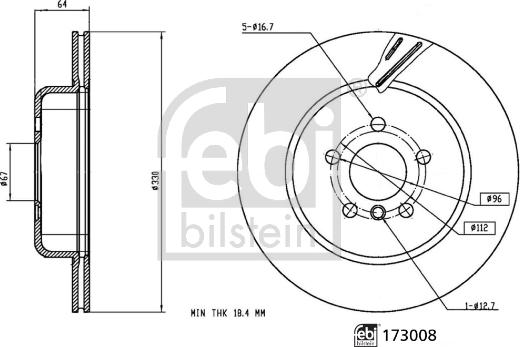 FEBI Bilstein 173008 — Tarcza hamulcowa