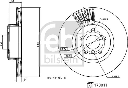 FEBI Bilstein 173011 — Tarcza hamulcowa