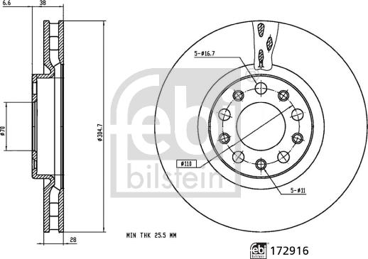 FEBI Bilstein 172916 — Tarcza hamulcowa