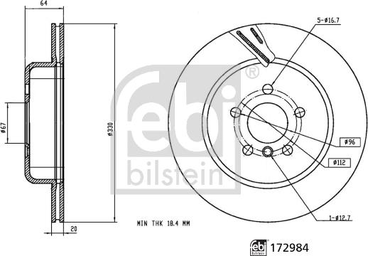 FEBI Bilstein 172984 — Tarcza hamulcowa