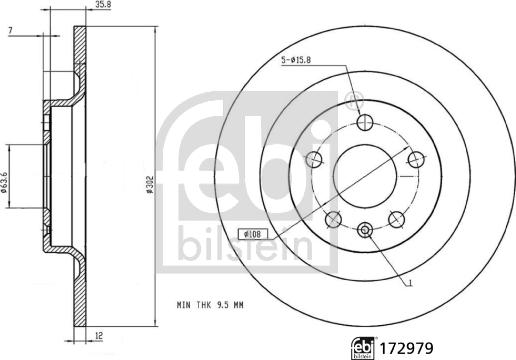 FEBI Bilstein 172979 — Tarcza hamulcowa