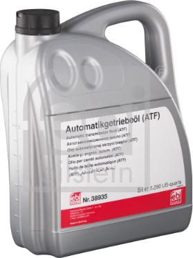 FEBI Bilstein 38935 - OLEJ ATF 5L VAG G 055 005 - WSS-M2C938-A - JAGUAR FLUID 8432 - BMW ATF 2 - ATF M-1375.4 - MERCON SP - ŻÓŁTY - FEBI